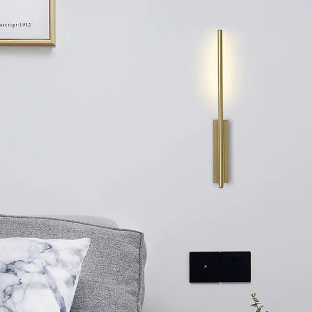 DecorBites™ Contemporary Metal Linear Wall Sconce Lighting - Elegant Gold LED Fixture for Bedroom