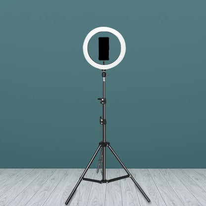 DecorBites™ Contemporary Metal Round Make-Up Light with USB Port, LED Fill Flash Lamp - Black, 63"/75" Long
