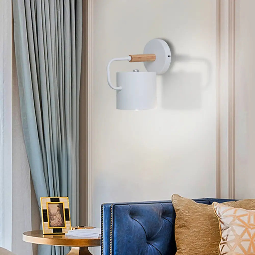 DecorBites™ Contemporary Metal Wall Light Sconce - Cylindrical 5" W - Gray/White/Green - Mounts over Table