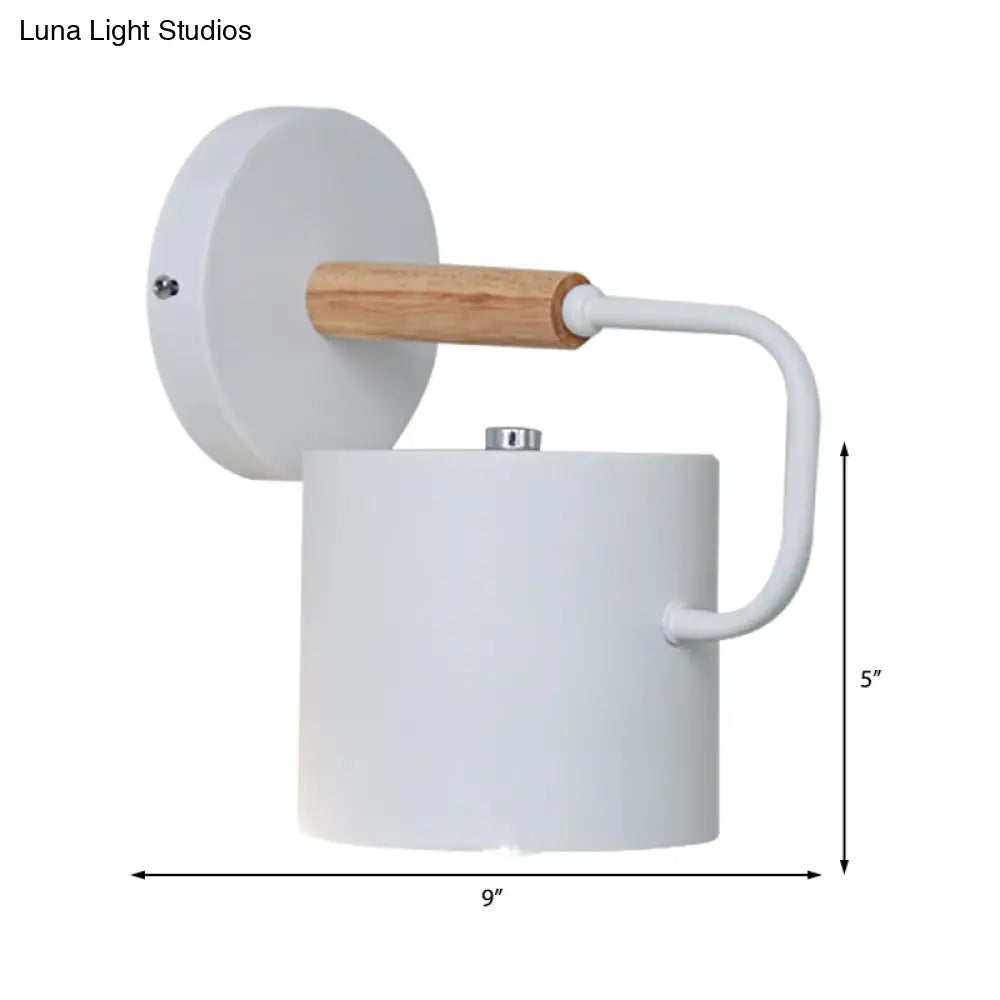 DecorBites™ Contemporary Metal Wall Light Sconce - Cylindrical 5" W - Gray/White/Green - Mounts over Table
