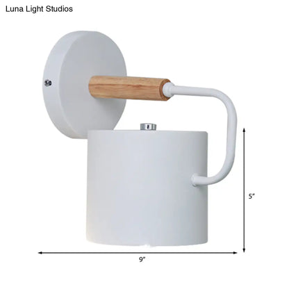 DecorBites™ Contemporary Metal Wall Light Sconce - Cylindrical 5" W - Gray/White/Green - Mounts over Table