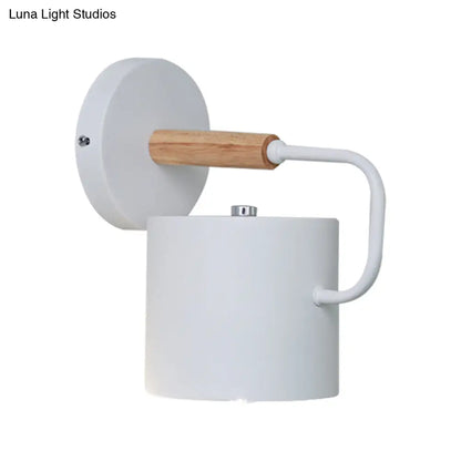 DecorBites™ Contemporary Metal Wall Light Sconce - Cylindrical 5" W - Gray/White/Green - Mounts over Table