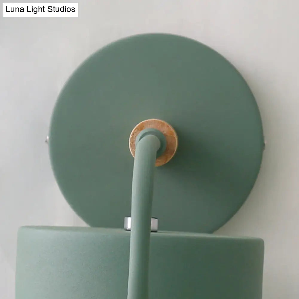 DecorBites™ Contemporary Metal Wall Light Sconce - Cylindrical 5" W - Gray/White/Green - Mounts over Table
