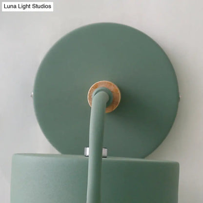 DecorBites™ Contemporary Metal Wall Light Sconce - Cylindrical 5" W - Gray/White/Green - Mounts over Table