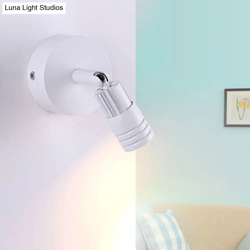 DecorBites™ Contemporary Metal Wall Mounted LED Sconce Light in Black/White - Warm/White Light
