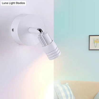 DecorBites™ Contemporary Metal Wall Mounted LED Sconce Light in Black/White - Warm/White Light