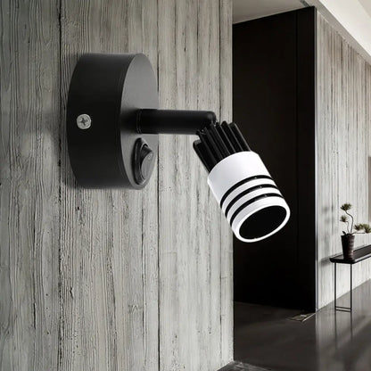 DecorBites™ Contemporary Metal Wall Mounted LED Sconce Light in Black/White - Warm/White Light
