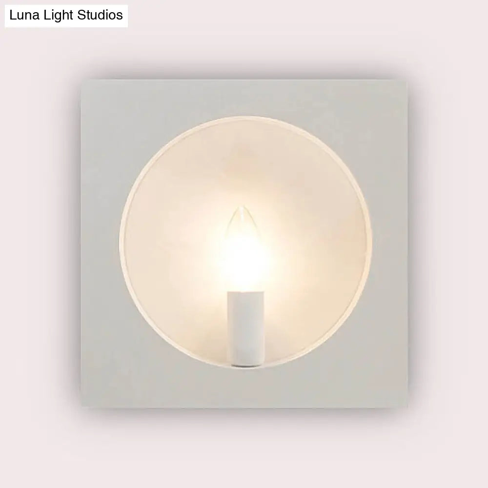 DecorBites™ Contemporary Metal Wall Sconce Lamp with Squared/Rounded Shade - 1-Light Bathroom Lighting in Black/White