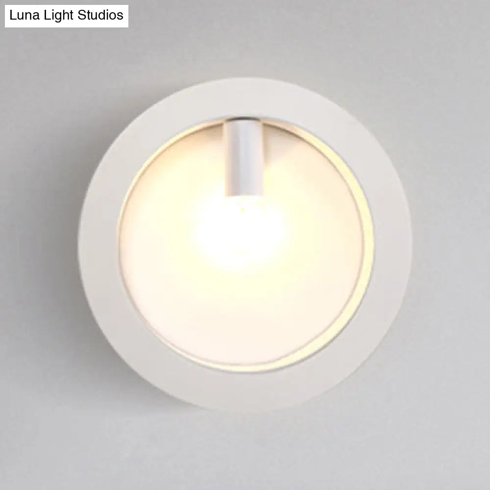 DecorBites™ Contemporary Metal Wall Sconce Lamp with Squared/Rounded Shade - 1-Light Bathroom Lighting in Black/White