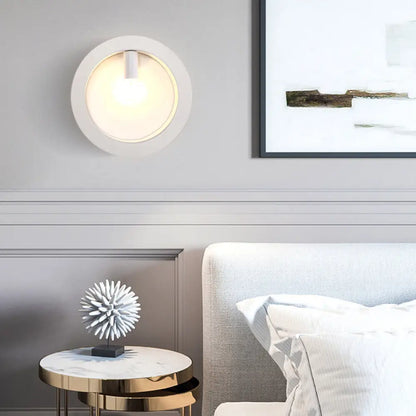 DecorBites™ Contemporary Metal Wall Sconce Lamp with Squared/Rounded Shade - 1-Light Bathroom Lighting in Black/White