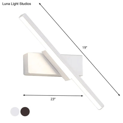 DecorBites™ Contemporary Metallic Black/White LED Wall Sconce in Warm/White Light: Linear Vanity Light Fixture