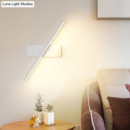 DecorBites™ Contemporary Metallic Black/White LED Wall Sconce in Warm/White Light: Linear Vanity Light Fixture