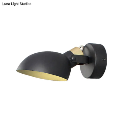 DecorBites™ Contemporary Metallic Wall Sconce Light - 1-Light Bowl Shade, Black/White Finish Wall Lamp for Bedroom
