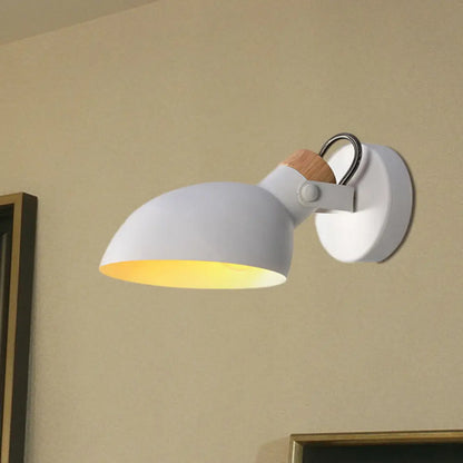 DecorBites™ Contemporary Metallic Wall Sconce Light - 1-Light Bowl Shade, Black/White Finish Wall Lamp for Bedroom