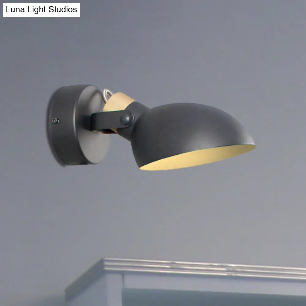DecorBites™ Contemporary Metallic Wall Sconce Light - 1-Light Bowl Shade, Black/White Finish Wall Lamp for Bedroom