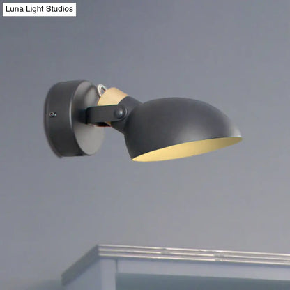 DecorBites™ Contemporary Metallic Wall Sconce Light - 1-Light Bowl Shade, Black/White Finish Wall Lamp for Bedroom