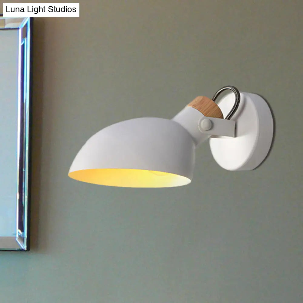 DecorBites™ Contemporary Metallic Wall Sconce Light - 1-Light Bowl Shade, Black/White Finish Wall Lamp for Bedroom