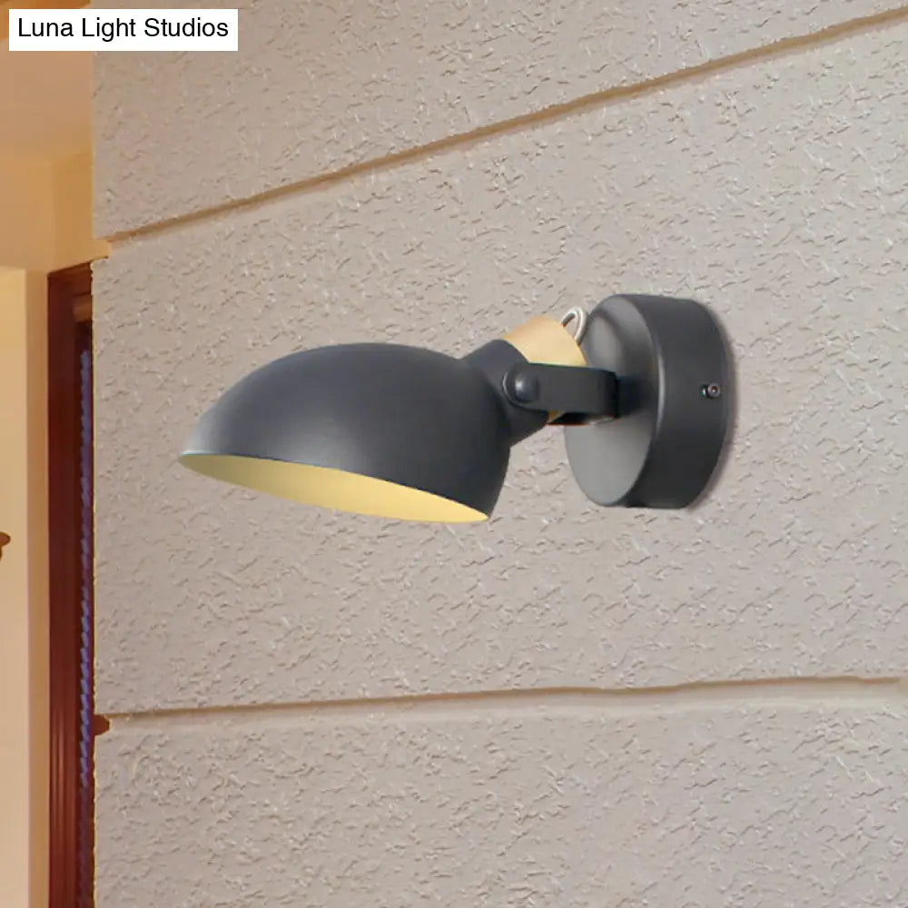 DecorBites™ Contemporary Metallic Wall Sconce Light - 1-Light Bowl Shade, Black/White Finish Wall Lamp for Bedroom