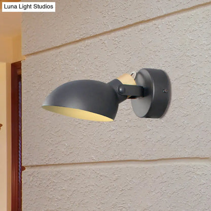 DecorBites™ Contemporary Metallic Wall Sconce Light - 1-Light Bowl Shade, Black/White Finish Wall Lamp for Bedroom