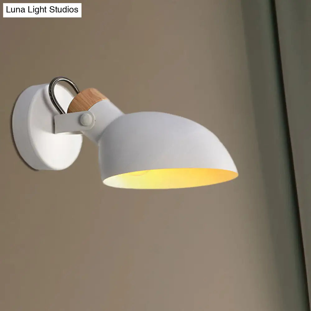 DecorBites™ Contemporary Metallic Wall Sconce Light - 1-Light Bowl Shade, Black/White Finish Wall Lamp for Bedroom