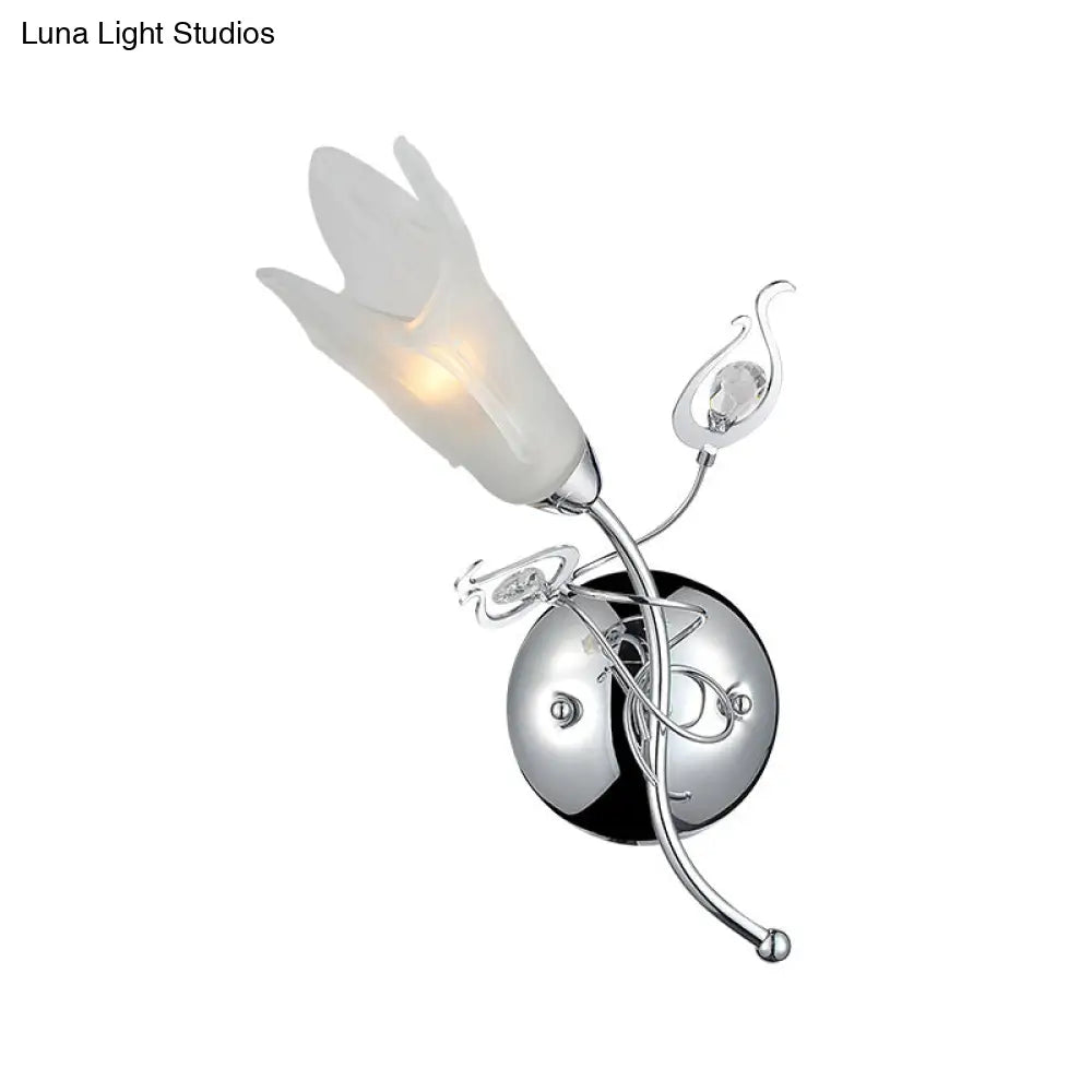 DecorBites™ Contemporary Opal Glass Petal Wall Light in Chrome for Bedside