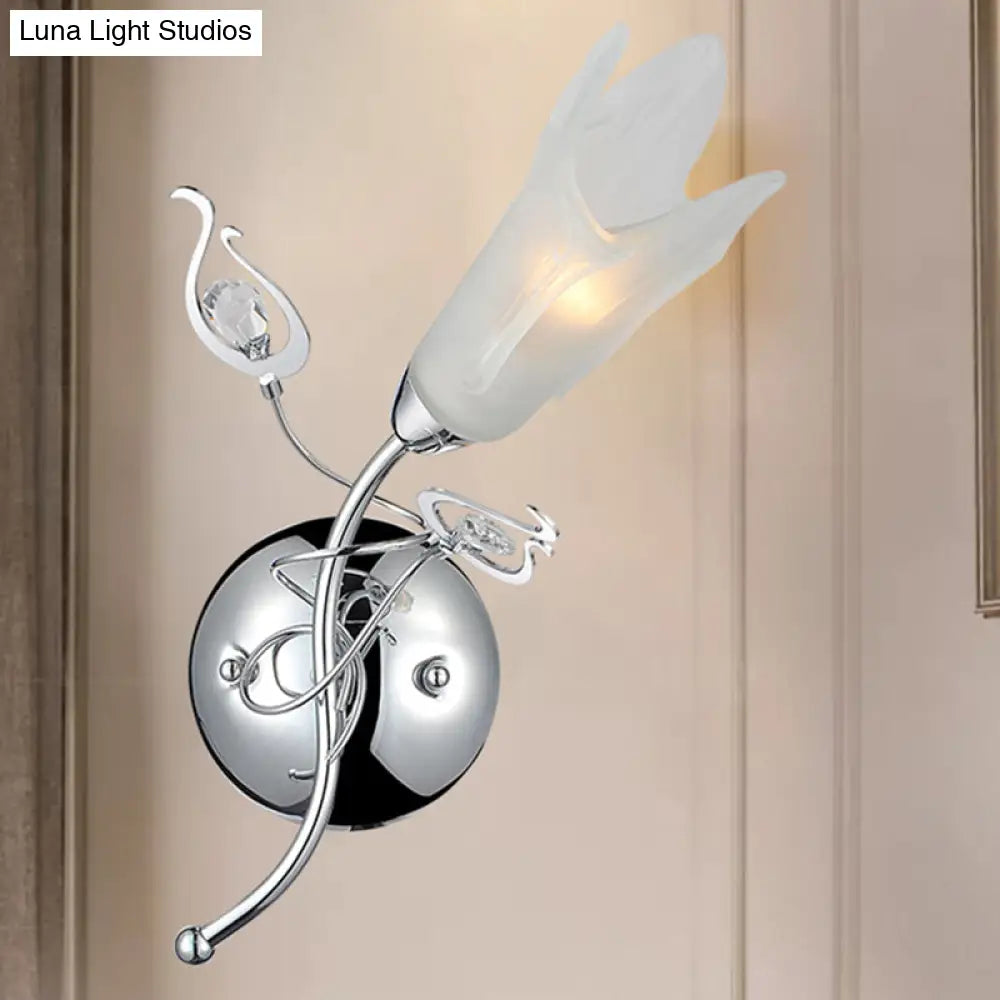 DecorBites™ Contemporary Opal Glass Petal Wall Light in Chrome for Bedside