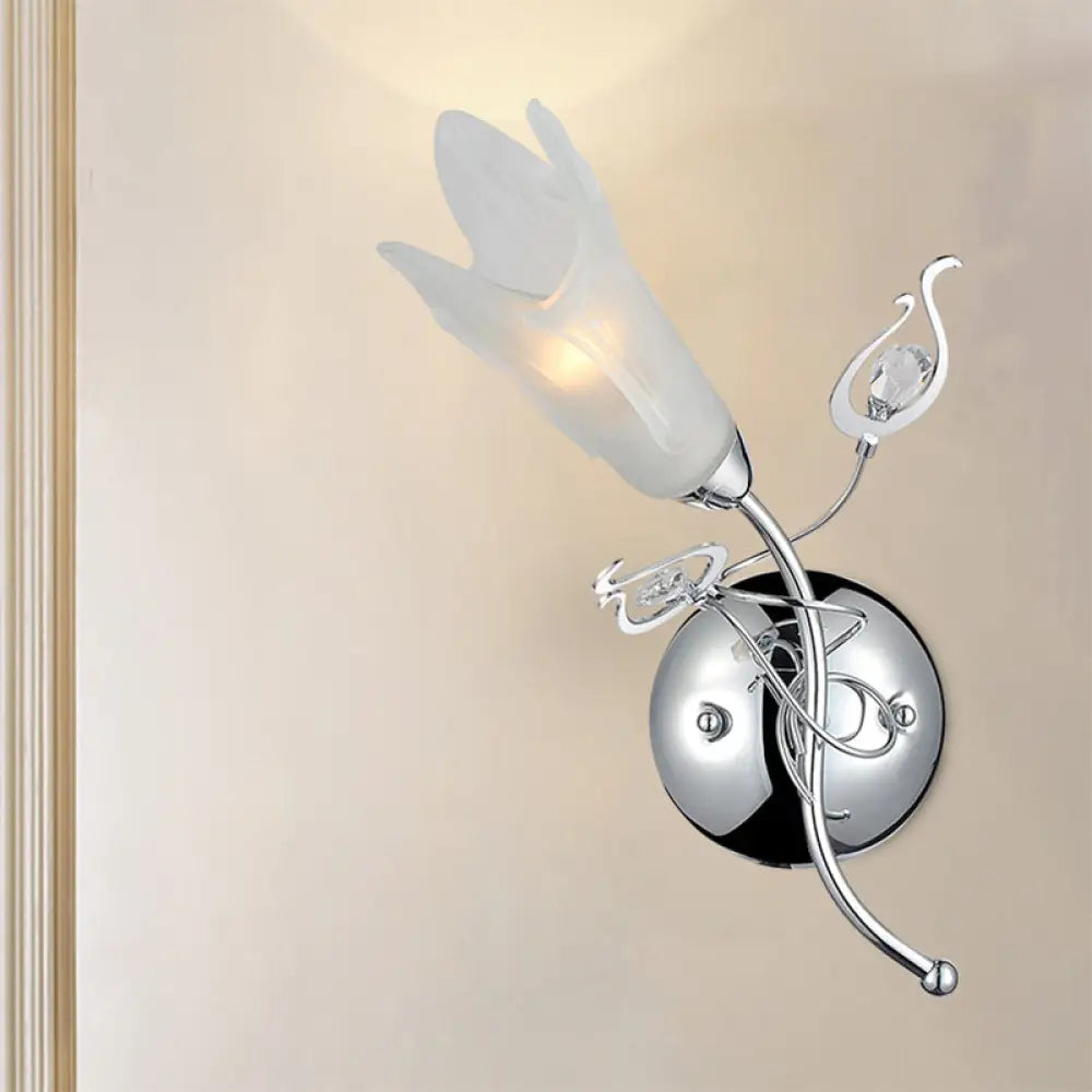 DecorBites™ Contemporary Opal Glass Petal Wall Light in Chrome for Bedside