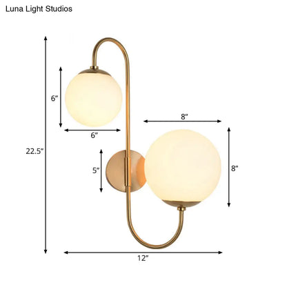 DecorBites™ Contemporary Opal Glass Wall Sconce Light - Gold Mount - 2 Lights