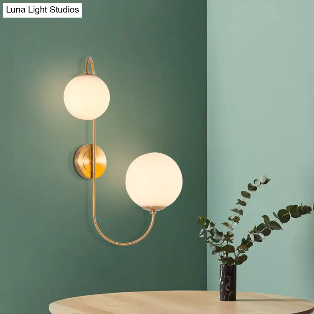 DecorBites™ Contemporary Opal Glass Wall Sconce Light - Gold Mount - 2 Lights