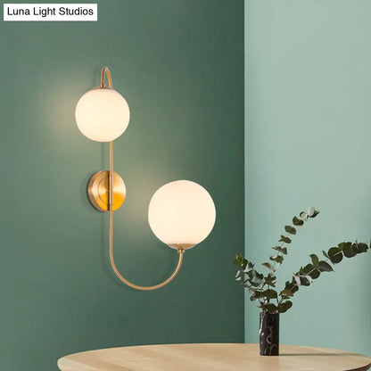 DecorBites™ Contemporary Opal Glass Wall Sconce Light - Gold Mount - 2 Lights