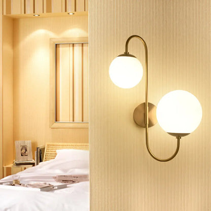 DecorBites™ Contemporary Opal Glass Wall Sconce Light - Gold Mount - 2 Lights