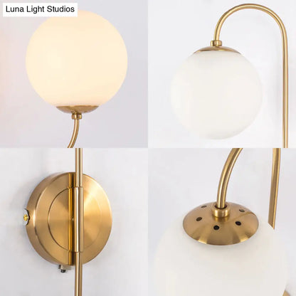 DecorBites™ Contemporary Opal Glass Wall Sconce Light - Gold Mount - 2 Lights