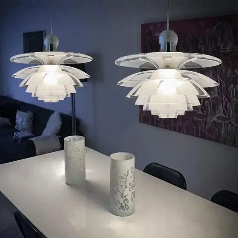 Contemporary pine cones white petal pendant light for dining room