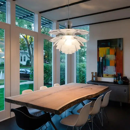 Contemporary pine cones white petal pendant light for dining room