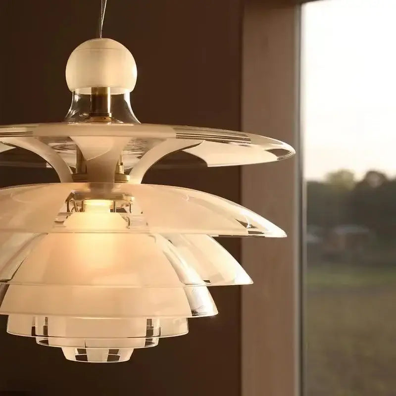 Contemporary pine cones white petal pendant light for dining room