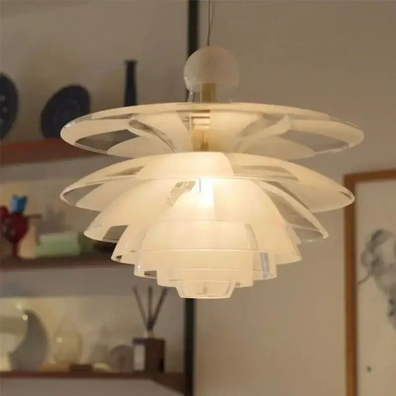 Contemporary pine cones white petal pendant light for dining room