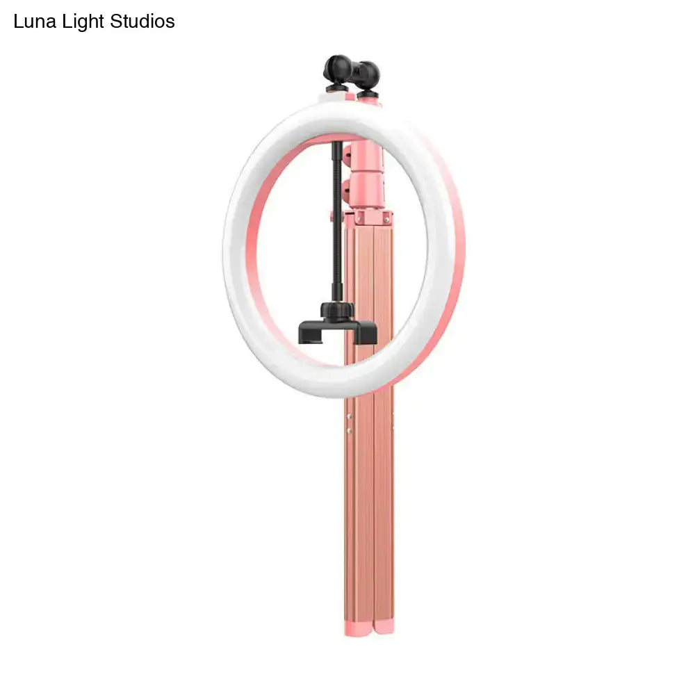 Contemporary pink & black metallic circular mirror lamp bedroom light