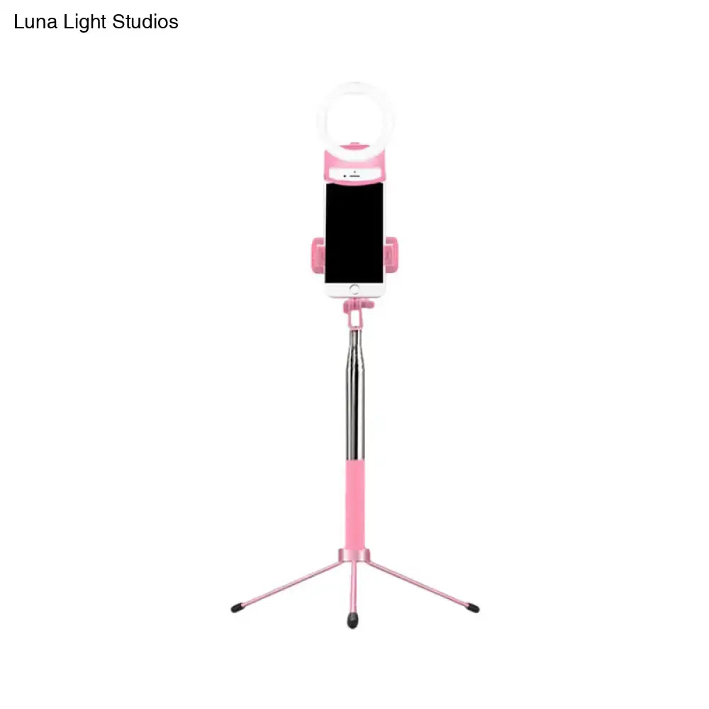 Contemporary pink phone holder with led ring light bedroom fixture