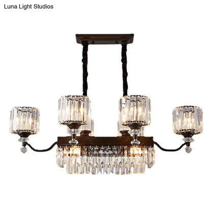 DecorBites™ Contemporary Prismatic Crystal 9-Bulb Black Cylinder Pendant Light for Restaurants