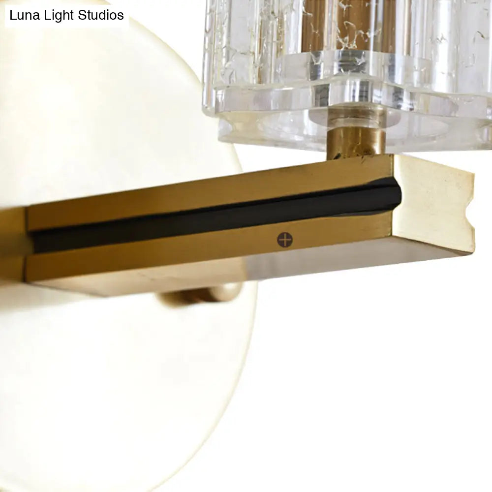 DecorBites™ Contemporary Prismatic Crystal Cylinder Sconce Light - Brass Wall Mount