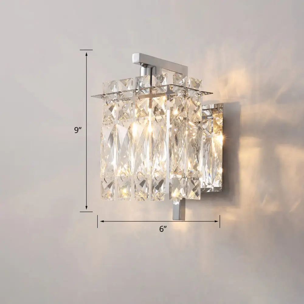 DecorBites™ Contemporary Rectangle Wall Mount Sconce Light with Crystal Shade - Elegant Beveled Design