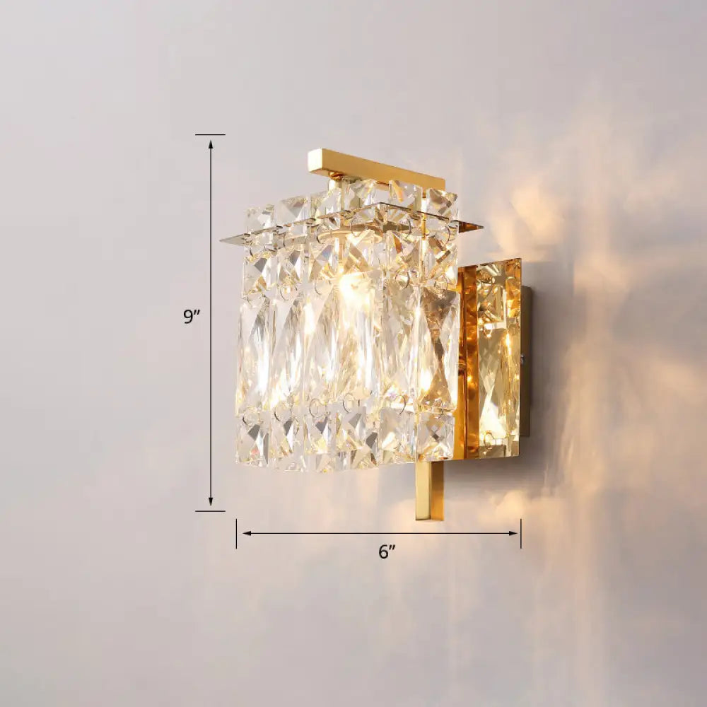 DecorBites™ Contemporary Rectangle Wall Mount Sconce Light with Crystal Shade - Elegant Beveled Design