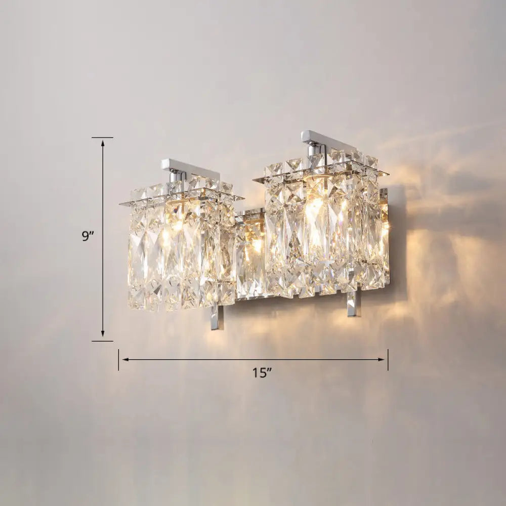 DecorBites™ Contemporary Rectangle Wall Mount Sconce Light with Crystal Shade - Elegant Beveled Design