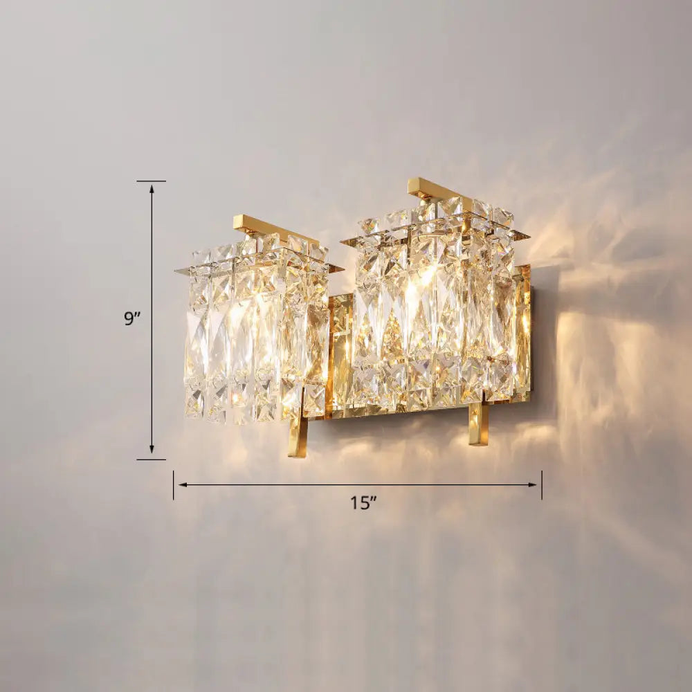 DecorBites™ Contemporary Rectangle Wall Mount Sconce Light with Crystal Shade - Elegant Beveled Design