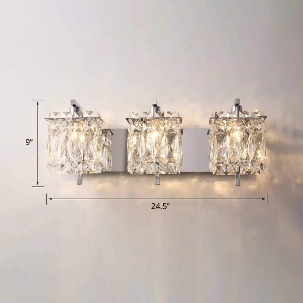 DecorBites™ Contemporary Rectangle Wall Mount Sconce Light with Crystal Shade - Elegant Beveled Design