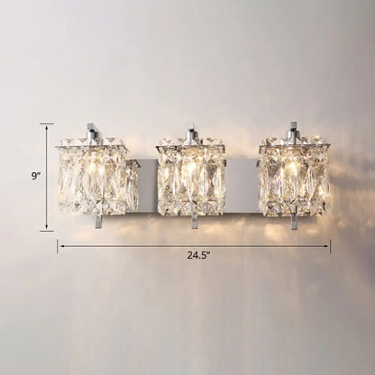 DecorBites™ Contemporary Rectangle Wall Mount Sconce Light with Crystal Shade - Elegant Beveled Design
