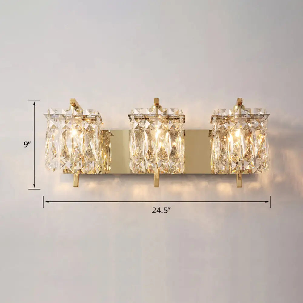 DecorBites™ Contemporary Rectangle Wall Mount Sconce Light with Crystal Shade - Elegant Beveled Design