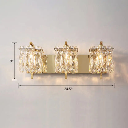 DecorBites™ Contemporary Rectangle Wall Mount Sconce Light with Crystal Shade - Elegant Beveled Design