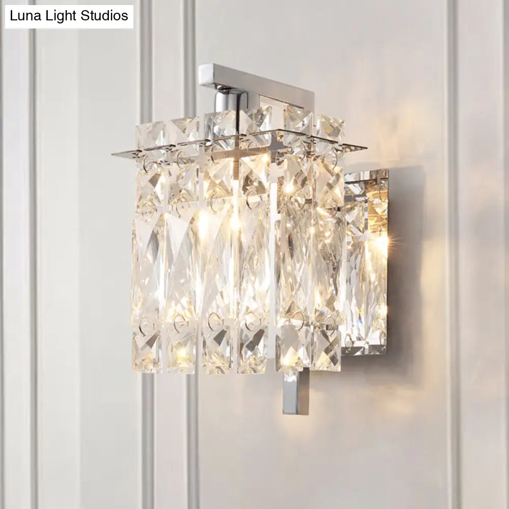 DecorBites™ Contemporary Rectangle Wall Mount Sconce Light with Crystal Shade - Elegant Beveled Design