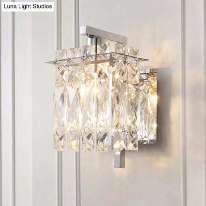 DecorBites™ Contemporary Rectangle Wall Mount Sconce Light with Crystal Shade - Elegant Beveled Design